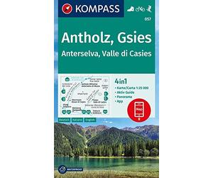 Anterselva, Valle di Casies. Ediz. italiana e tedesca. Con carta escursionistica: 4in1 Wanderkarte mit Aktiv Guide und Panorama inklusive Karte zur ... KOMPASS-App. Fahrradfahren. Skitouren.: 057