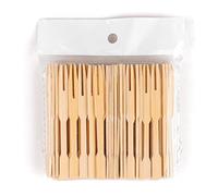 Antetok Forchette da cocktail, 100 pezzi, forchette da frutta a due denti, posate usa e getta, in legno, per antipasti, per cocktail