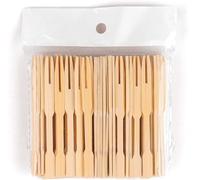 Antetok Forchette da cocktail, 200 pezzi, forchette da frutta a due denti, posate usa e getta, in legno, per antipasti, per cocktail