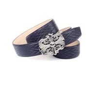 Anthoni Crown Cintura da donna in pelle blu scuro, larghezza 4 cm, design intrecciato doppio colore, chiusura automatica argentata, regolabile, accessorio elegante firma, Blu scuro, 110 cm