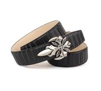 Anthoni Crown Cintura in Pelle, Nero, 100 cm Unisex-Adulto