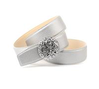 Anthoni Crown Ledergürtel mit Unterführung 1drts Cintura, Argento, 80 cm Donna