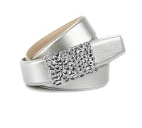 Anthoni Crown Ledergürtel mit Unterführung 1idts Cintura, Argento, 100 cm Donna