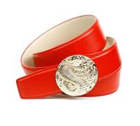 Anthoni Crown Ledergürtel mit Unterführung Ro4snt60 Cintura, Colore: Rosso, 80 cm Donna