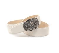 Anthoni Crown Ledergürtel mit Unterführung W1vot90 Cintura, Bianco, 100 cm Donna