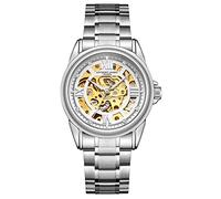 Anthony James Orologio da polso automatico scheletro, da uomo, assemblato a mano, resistente all'acqua e ai graffi, orologio analogico con contatore di due secondi, orologio analogico da uomo,