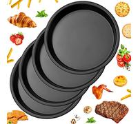 ANTHYTA 4 Pz Set di Teglie per Pizza da Forno 18CM Piastra per Pizza Stampo per Crostata in Acciaio al Carbonio Rivestimento Antiaderente Teglia Rotonda per Torta Quiche Pizza Cheesecake Pie - Nero