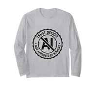 Anti-AI Trust Deficit Badge Stile Grunge Maglia a Manica