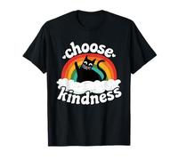 Anti bullismo Arcobaleno Pace Tipo Hippie Gatto Scegliere gentilezza Maglietta