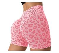 Anti Cellulite Donne Tre Quarti Stampa Leopardo Pesca Fitness Training Shorts A Vita Alta Stretto Usura Esterna Sottile Pantaloncini Traspiranti L Rosa