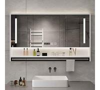 Anti Fog LED Specchio Cabinet con Orologio Digitale Soluzione di Immagazzinaggio Bagno Intelligente Installazione Facile 70CM Dimensione Colore B Elegante & Funzionale Bagno Decor