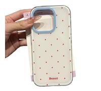 Anti-goccia semplice doppio strato pois per iphone15/14/13/16promax caso bianco