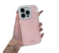 Anti-goccia semplice doppio strato pois per iphone15/14/13/16promax caso rosa