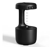 Anti-Gravity Droplet Humidifier,Air Humidifiers For Bedroom Office Desktop,800ml Water Capacity Mini Air Humidifier With Led Smart Display Clock, Usb Rechargeable Quiet Humidifier (Black)