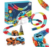 Anti Gravity Race Track with Car, Glow in The Dark Race Track Set, Car Track Set,Interchangeable Car Shells,Multicolor Flexible Changeable Tack(2 Car, 184Pcs)