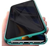 Anti Peep Custodia Compatibile con HONOR 200 Pro, Adsorbimento Magnetica Anti-Spia Cover 360 Gradi Protezione Privacy Vetro Temperato Anti-Peeping Custodia Metal Bumper Case Cover,Verde