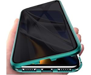 Anti Peep Custodia Compatibile con HONOR 200 Pro, Adsorbimento Magnetica Anti-Spia Cover 360 Gradi Protezione Privacy Vetro Temperato Anti-Peeping Custodia Metal Bumper Case Cover,Verde