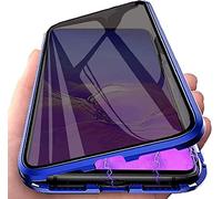 Anti Peep Custodia Compatibile con HONOR 70, Adsorbimento Magnetica Anti-Spia Cover 360 Gradi Protezione Privacy Vetro Temperato Anti-Peeping Custodia Metal Bumper Case Cover,Blu