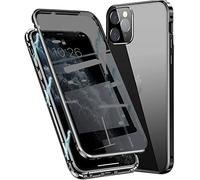 Anti Peep Custodia Compatibile con iPhone 14 Pro Max, Adsorbimento Magnetica Anti-Spia Cover 360 Gradi Protezione Privacy Vetro Temperato Anti-Peeping Custodia Metal Bumper Case Cover,Nero