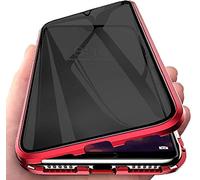 Anti Peep Custodia Compatibile per Samsung Galaxy S26 Plus, Adsorbimento Magnetica Anti-Spia Cover 360 Gradi Protezione Privacy Vetro Temperato Anti-Peeping Custodia Metal Bumper Case Cover,Rosso