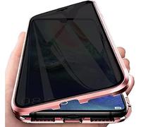 Anti Peep Custodia Compatibile per VIVO X300,Cover 360 Gradi Protettiva Case Adsorbimento Magnetico Paraurti in Metallo Anti Spia Custodia Privacy Vetro Temperato Anti Spy Cover,Rosa