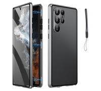Anti-Peeping Magnetic Tempered Glass Double-Sided Phone Case for Samsung S25/24/23/22/21 Series, Privacy Magnetic Case, All-Round Protection Anti-Drop (S24,Silver)