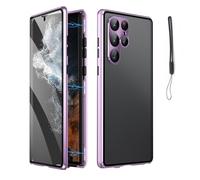 Anti-Peeping Magnetic Tempered Glass Double-Sided Phone Case for Samsung S25/24/23/22/21 Series, Privacy Magnetic Case, All-Round Protection Anti-Drop (S24ultra,Purple)