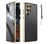 Anti-Peeping Magnetic Tempered Glass Double-Sided Phone Case for Samsung S25/24/23/22/21 Series, Privacy Magnetic Case, All-Round Protection Anti-Drop (S23FE,Gold)