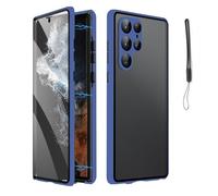 Anti-Peeping Magnetic Tempered Glass Double-Sided Phone Case for Samsung S25/24/23/22/21 Series, Privacy Magnetic Case, All-Round Protection Anti-Drop (S25,Blue)