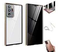Anti-Peeping Magnetic Tempered Glass Double-Sided Phone Case for Samsung S25/S24/S23/S22/S21 Series, 360 All-Round Protection & Anti-Drop (for note 20Ultra,Gold)
