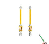Anti-Slip Magnetic Bit with Spring,2025 New Strong Magnetic Impact Resistant Screwdriver Drill Bit Set, One Push to Eject Quickly, No More Slipping of Saw Teeth (2pcs-Yellow)