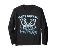 Anti Social Butterfly Funny Introvert Maglia a Manica