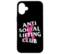 Anti Social Lifting Club: Cancellato Rosa (anteriore + posteriore) Custodia per iPhone 16 Plus