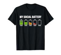 Anti-Social My Social Battery Low Introvert Humor Maglietta