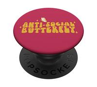 Anti sociale divertente retrò farfalla grafica PopSockets PopGrip Adesivo