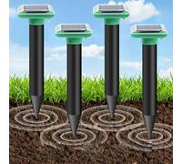 Anti talpa solare Vibrazione e Ultrasuoni, IP66 Impermeabile, 4 pezzi repellente talpa solare per proteggere il vostro giardino prato di talpe, marmotte, campagnole, serpenti e cialde