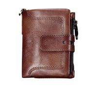 Anti-theft Leather Wallet with Chain, Cowhide Men’s Credit Card Wallet with Zipper, Multiple Card Slots and Buckle Closure, Secure Wallet for Paper Money, Vintage Leather Chain Wallet for Men