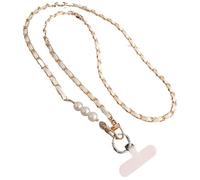 Anti-theft phone lanyard for women, long neck and shoulder phone chain, universal lanyard, long crossbody pearl phone chain(White)