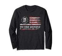 Anti Trump 8647 86 47 Bandiera degli Stati Uniti We The People Impeach 47 Maglia a Manica