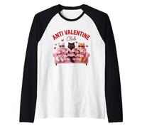 Anti Valentine Club Cuore Occhiali Gatti Valentine Grafica Maglia con Maniche Raglan