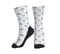 Anti-Vesciche Calzini Funny Cartoon Shark Happy Socks Classici Calzini Donna per Uomo Palestra Donna 40cm