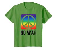Anti-War Movement, No-War Tees Maglietta Unisex Pacifista No War, Pace Sign, Manica Corta, Size S, Grigio Cenere, Bianca