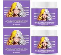 Anti-Yellowing Purple Hair Mask,Remove Yellow Tones & Condition Dry,Damaged Hair, Purple Moisturizing Conditioner, Deep Conditioning Hair Mask, for Blonde Platinum &Gray/Silver Hair (2 pcs)