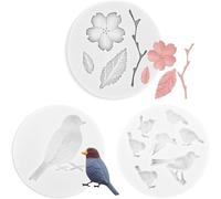 Antiaderente Stampi in Silicone Fondente Stampi Strumento del Fiore Foglie di Cottura 3D Muffa del Fiore Decorazione Torte Strumenti da Forno per fai da te Uccellino Stampi per Decorare Torte 3 Pcs
