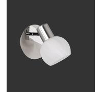 ANTIBES SPOT SINGOLO ACCIAIO COLORE CROMO ATTACCO E14 DIFFUSORE IN VETRO H. 17 CM