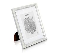 Antic by Casa Chic Shabby Chic Cornice 20x25 cm Argento - Passepartout per Foto 13x18 cm Incluso - Vetro temperato - Larghezza della cornice 2 cm! - Argento-Bianco Antico