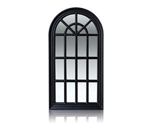 Antic by Casa Chic - Specchio A Finestra Alla Francese - 46x86 cm - Cornice Solida - Nero Opaco
