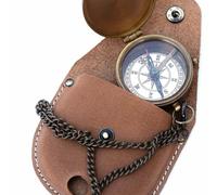 Antica bussola nautica da tasca vintage marittima 2" in ottone con custodia i...