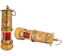 Antica lanterna nautica vintage in ottone 11" nave barca lampada ad olio...