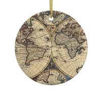 Antica mappa del mondo in ceramica ornamenti di Natale, ornamento di Natale di nozze per la coppia di sposi regali decorazione per le vacanze